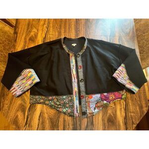 Vtg Country Wear Womens Top Size L Floral Cropped Shabby Chic Boho Button Up